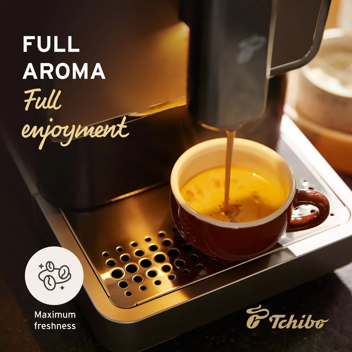 Tchibo Single Serve Coffee Maker - Automatic Espresso Coffee Machine - Built-in Grinder No Coffee Pods Needed - Comes with