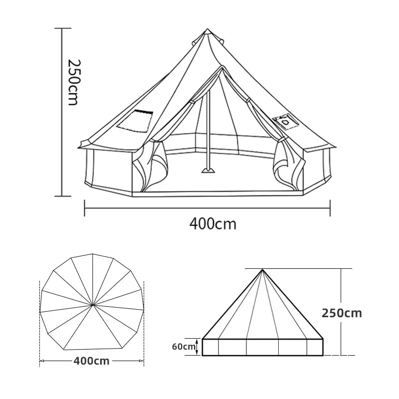 Glaming Luxury Mongolia Yurt, Family Travel, Hiking, Antistorm, Outdoor Camping Castle Tent, Silver Coated UV Function, 6-10Pers