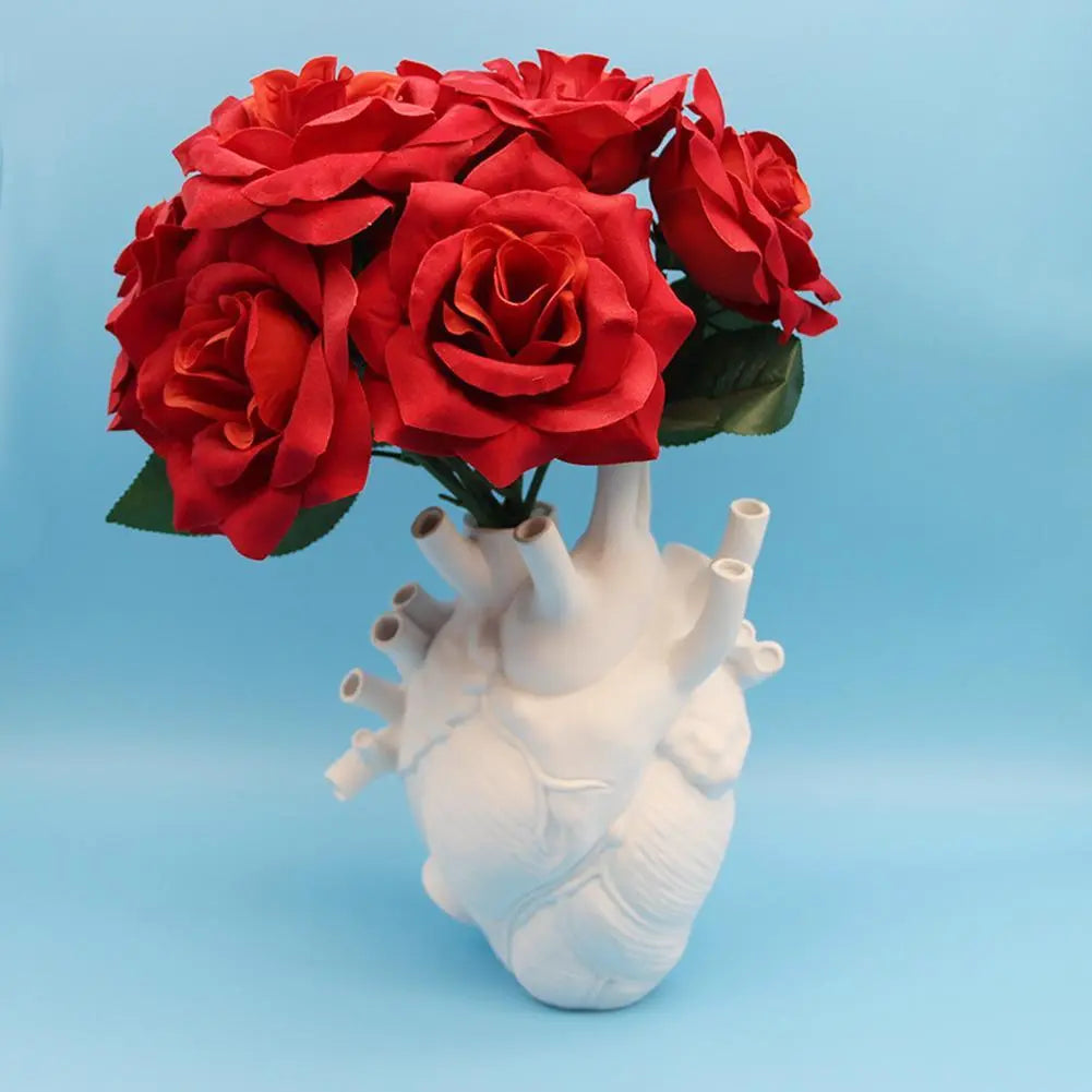 Heart Vase Anatomical Heart Shaped Flower Vase Decorative Ornament Craft for Farmhouse Living Room Bedroom Countertop