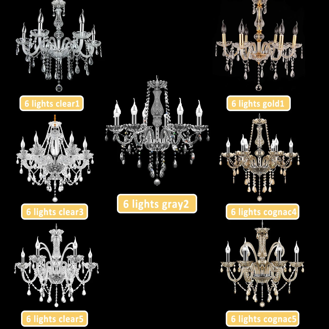 Samger Classic 6 Lights Tassels Chandelier 6 arms Crystal Lustre Light Ceiling Light Lamp Lighting