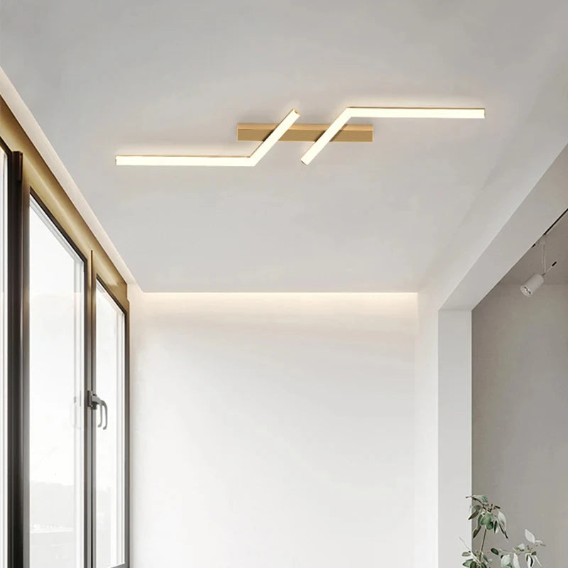 Modern LED Line Ceiling Lights Available in gold and black Ideal for living rooms, dining rooms and bedrooms Ideal for bedside w