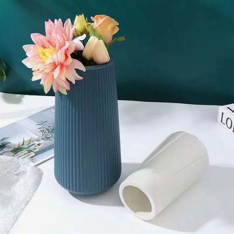 Morandi Plastic Vase Living Room Decoration Ornaments Modern Origami Plastic Vases for Flower Arrangements Home Decoration