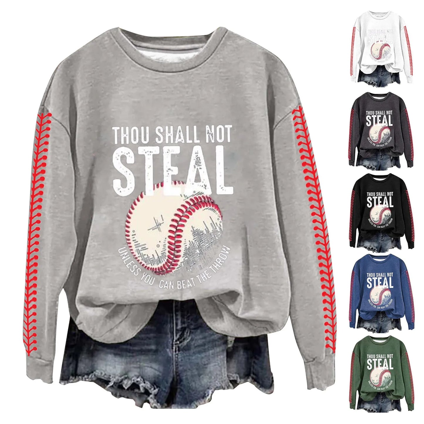 Women's Baseball Printed Crew Neck Multi Color Multi Size Crew Neck Hoodless Long Ladies Zip up Sweater Dog Mom Sweatshirt Women