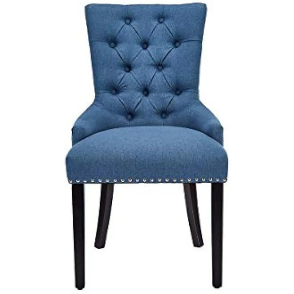 CangLong Modern Elegant Button-Tufted Upholstered Fabric With Nailhead Trim Dining Side Chair for Dining Room Accent Chair