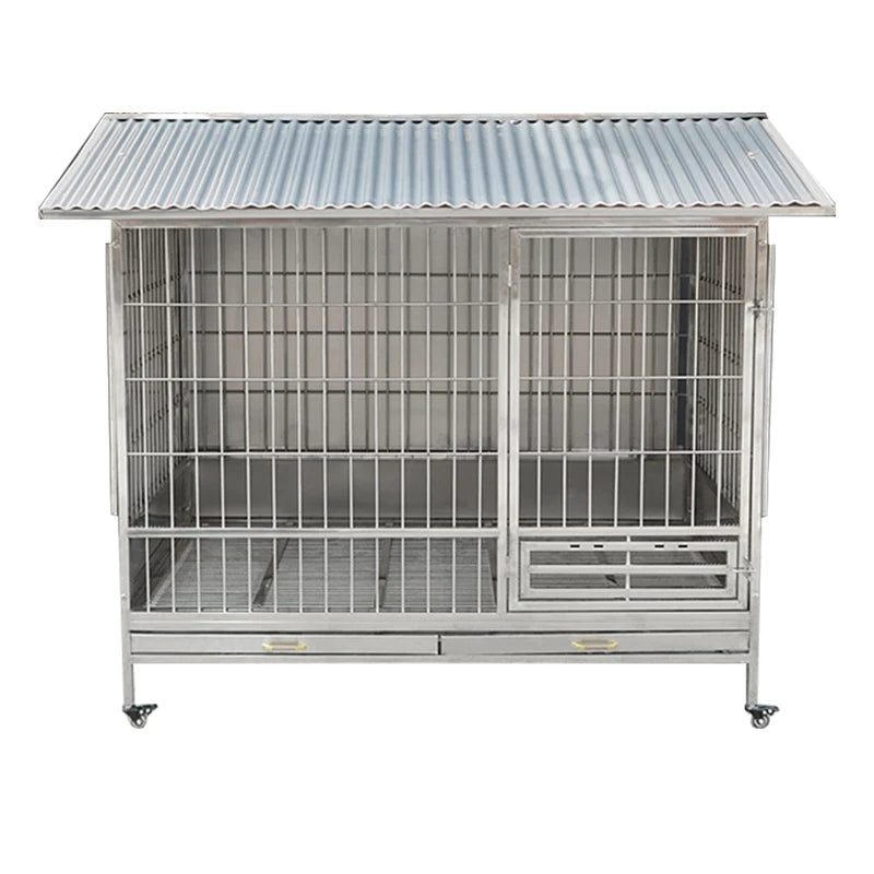 Heavy Duty Stainless Steel Dog Cages Outdoor With Waterproof Cover And Wheels Cat Cage Outdoor Dog Kennel Cat House