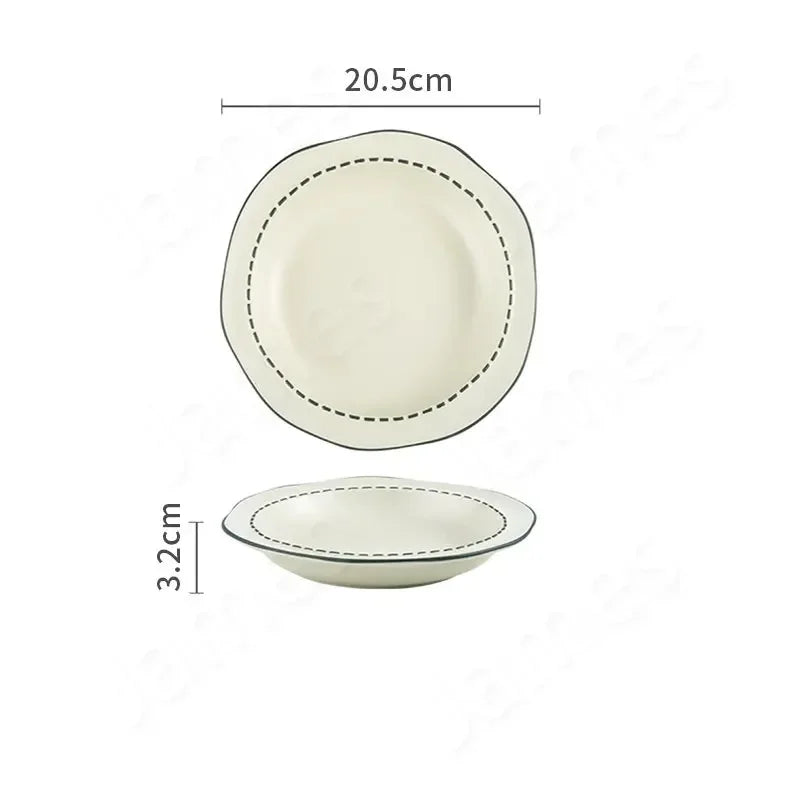 Irregular Shaped Dinner Plate Underglaze Color Ceramic Plates Relief Retro Dish Set Steak Pasta Bread Salad Dessert Tableware