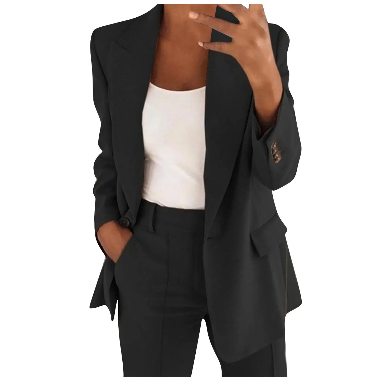 Autumn Spring Solid Blazer Coat Women Notched Long Sleeve Cardigan Button Casual Jacket Suits Office Lady Blazers Jackets куртка