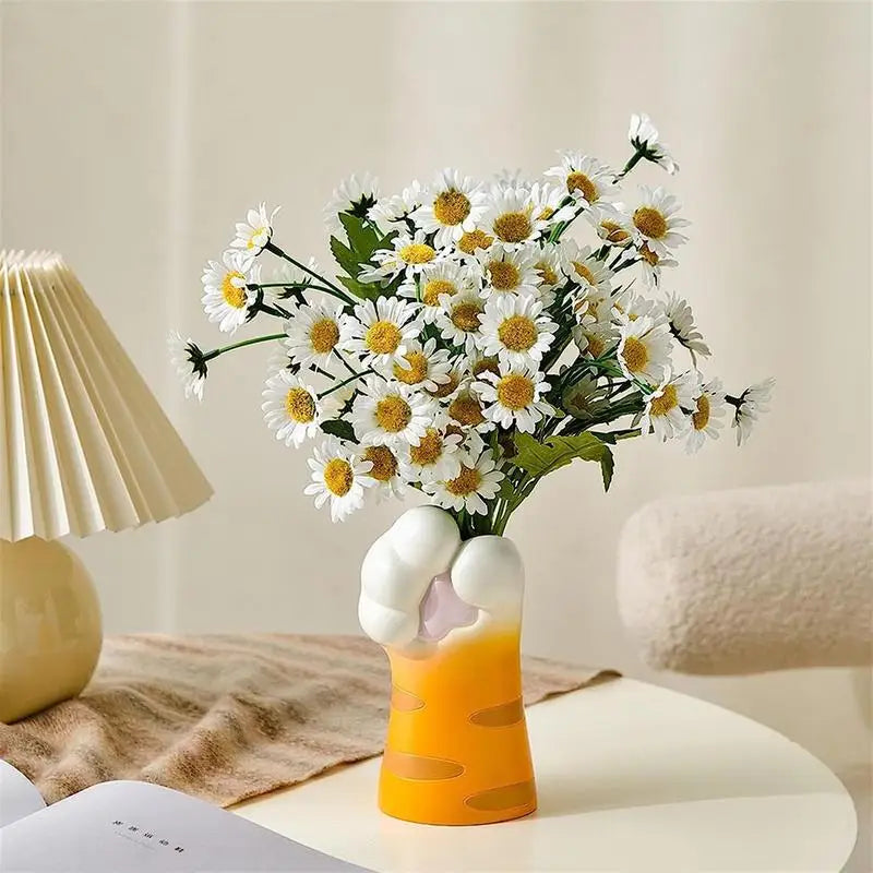 Cat Paw Vase Cute Cartoon Cat Claw Flower Vase Resin Craft Ornament Table Centerpiece Decor Modern Living Room Decoration