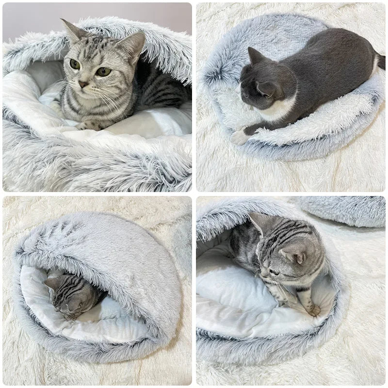 Spring 2 In 1 Cat Bed Round Pet Bed House Dog Bed Sleeping Bag Sofa Cushion Nest For Small Dogs Cats Kitten  dog house