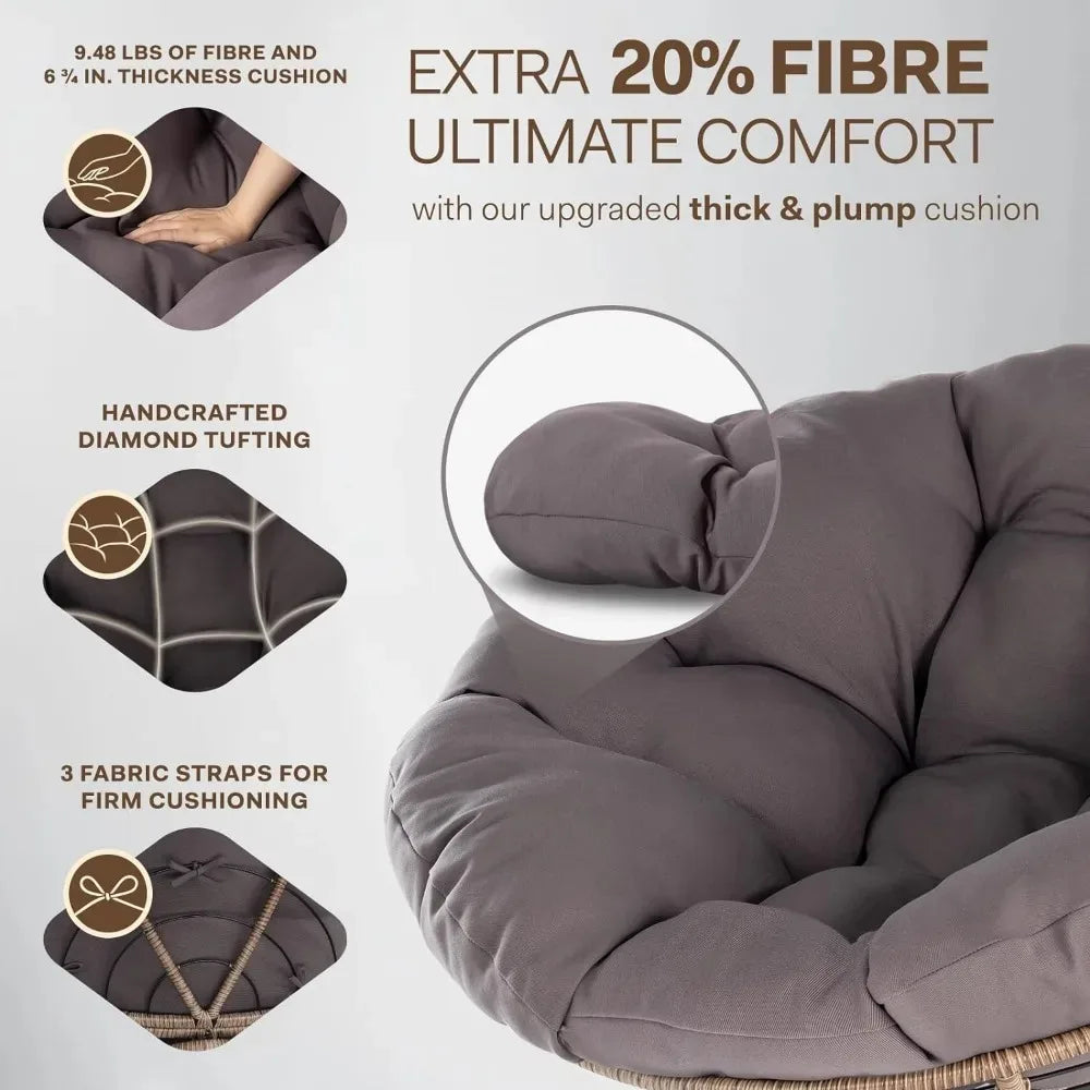 Ergonomic Chair with Soft Thick Density Fabric Cushion, 360 Degree Swivel for Living, Bedroom Smoky Quartz - Brown Base