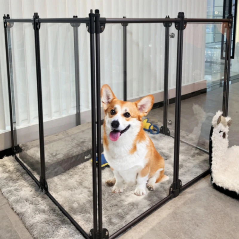 New acrylic aluminium detachable safety large pet supplies transparent indoor cat dog fence kennel house