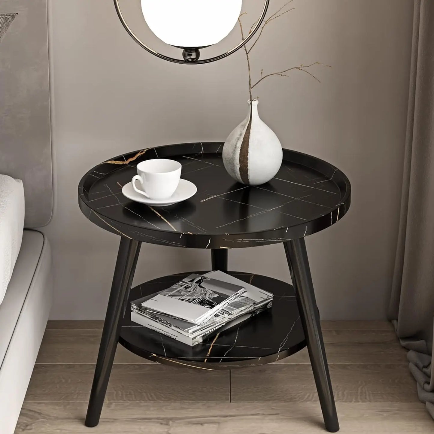 Nordic Luxury Coffee Table Modern Round Double Small Side Table Movable Small Round Table Apartment Living Room Sofa Side Table