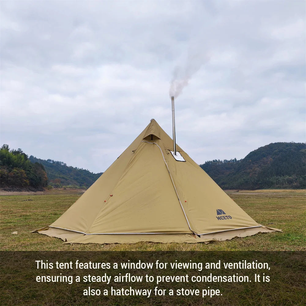 4-6 People Tipi Hot Tent with Stove Jack Camping Pyramid Teepee Tent for Camping Backpacking Hiking