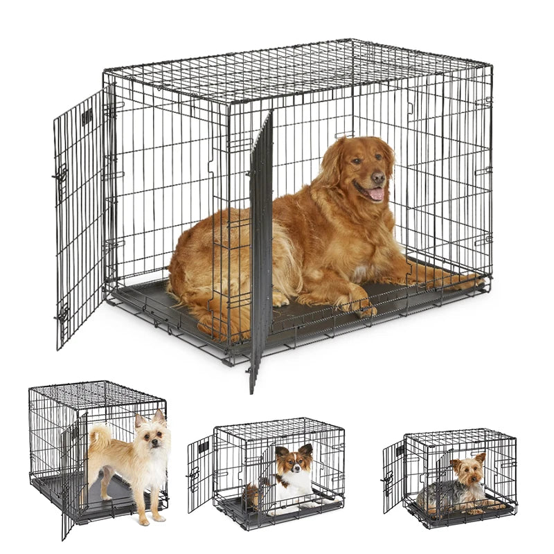 MidWest Homes For Pets Double Door Folding Metal Dog Crate Medium Toy XS XL Intermediate Large  Cage