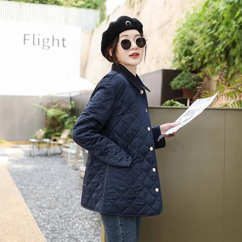 Winter Jacket Women Fashion Warm Thick Patchwork Short Style Cotton padded Parkas Coat Turn Down Collar Winter Clothes Women 2XL