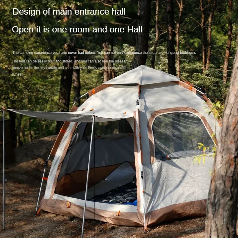 New Hexagonal Double Layer Multi-purpose Camping Tent Suitable For 3-5 People Travelling,Hiking Hydraulic Quick-opening