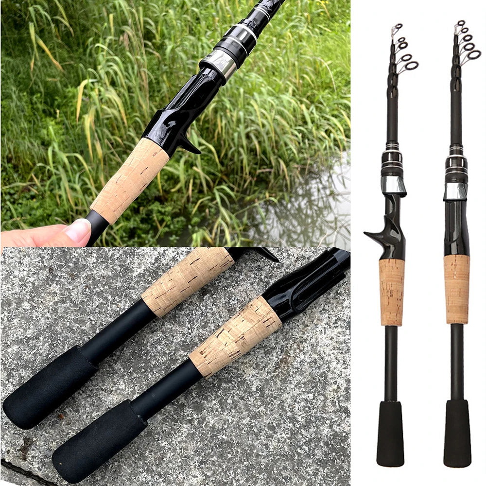 Lure Test  8g-25g Spinning/Casting Fish Rod Tackle 1.5M 1.8M 2.1M 2.4M Portable Telescopic Fishing Rods Carbon Cork Wood Handle