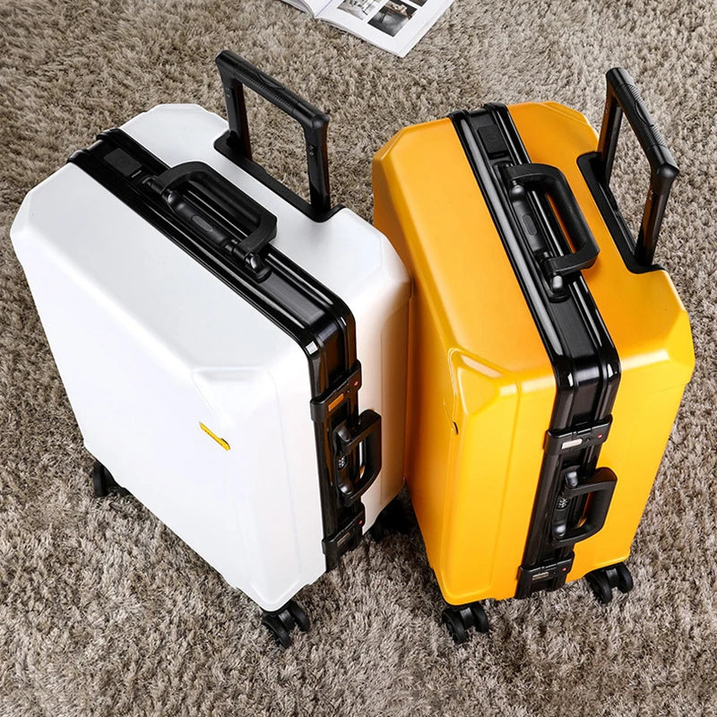 Dropshipping Fashion Aluminum Frame Trolley Universal Wheel Travel Box Trunk Solid Bags Password Luggage Boarding Check Suitcase