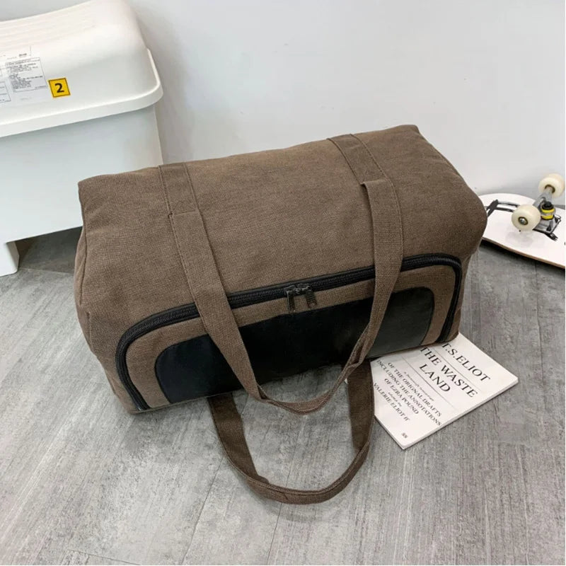 New Canvas Travel Bags For Men Solid Durable Handbag Outdoor Sports Storage Luggage Backpack Large Capacity Sac De Voyage bolsos