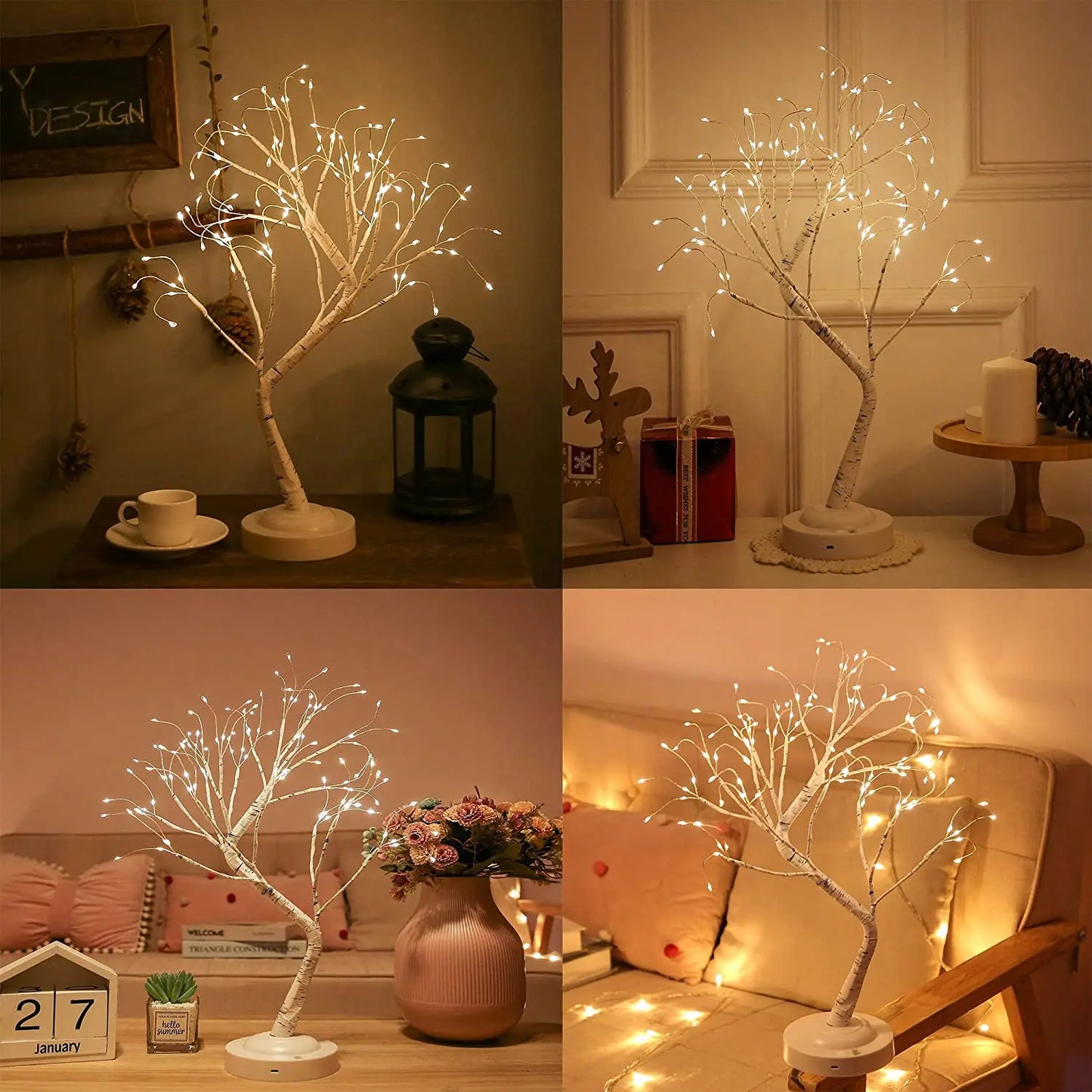 LED Tree Night Light 108LEDs Touch Switch Fairy Brich Night Lamp Table Lamp For Home Bedroom Wedding Party Christmas Decoration