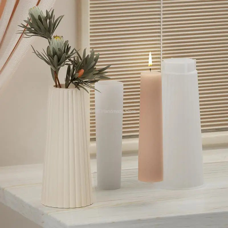 Candle+Vase Silicone Mold Diy Epoxy Gypsum Concrete Flower Pot Resin Mold Home Gardening Decoration Handmade Gift Making