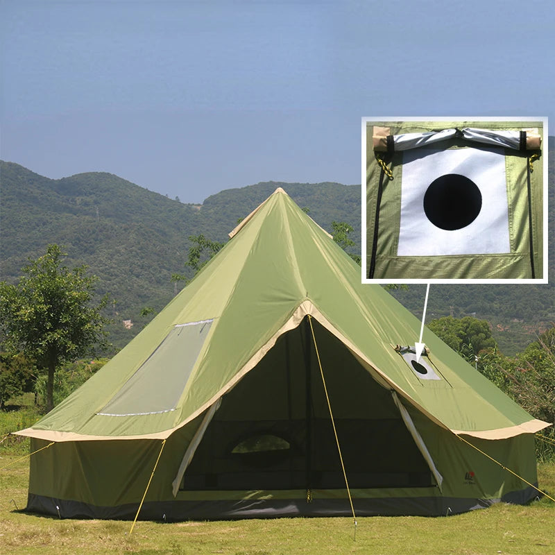 6-10 Persons Glaming Luxury Mongolia Yurt Family Travel Hiking Antistorm Outdoor Camping Castle Tent Silver Coated UV Function