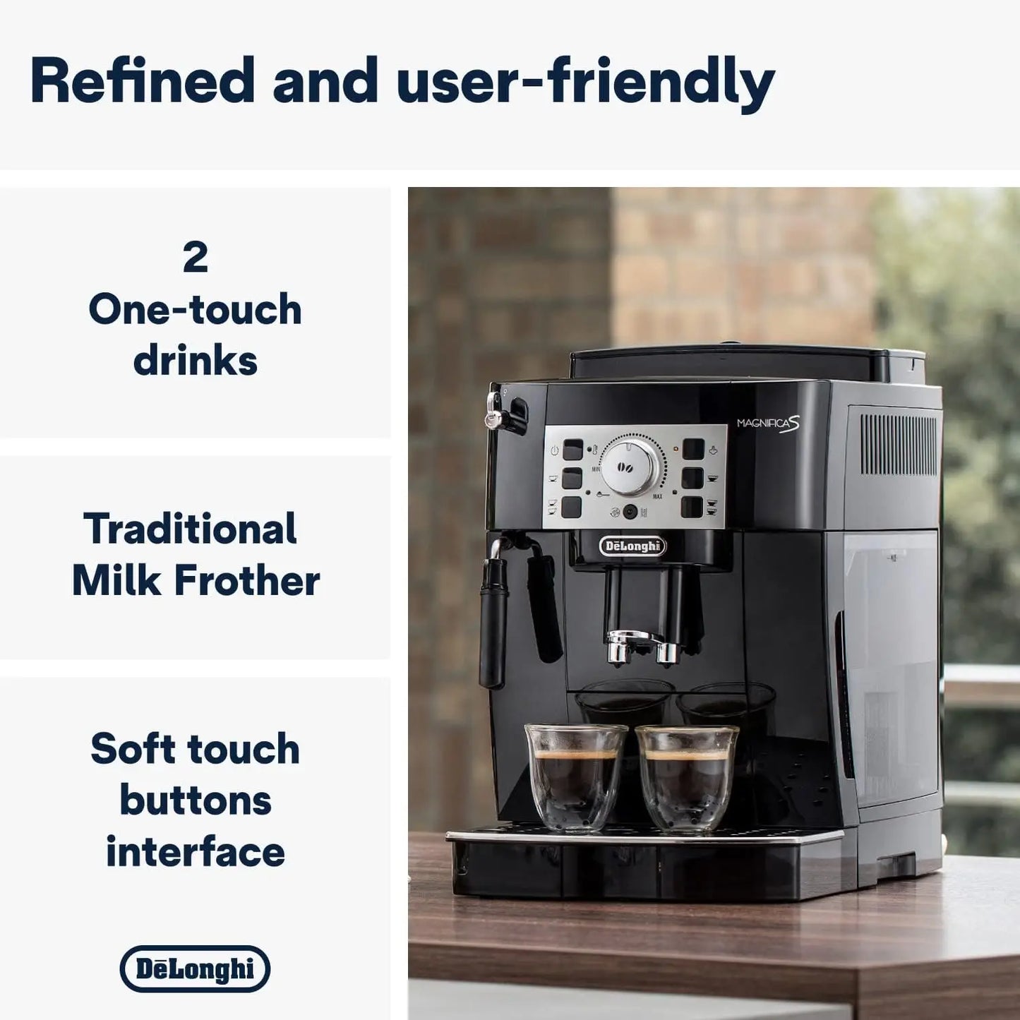 De'Longhi Magnifica S ECAM22.110.B, Coffee Maker with with Milk Frother, Automatic Espresso Machine with 2 Hot Coffee