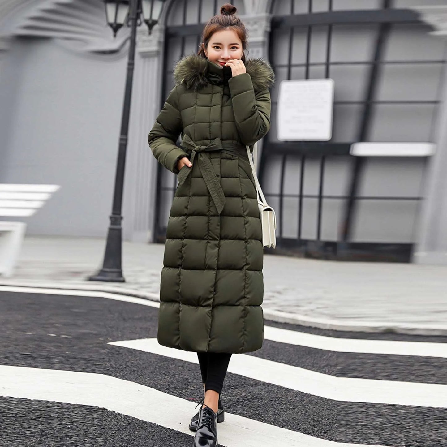 2023 New Winter Fashion Solid Warm Thick Down Coat Jacket With Fur Collar Y2K Oversize High Quality Hoodies Long Outwear Parka