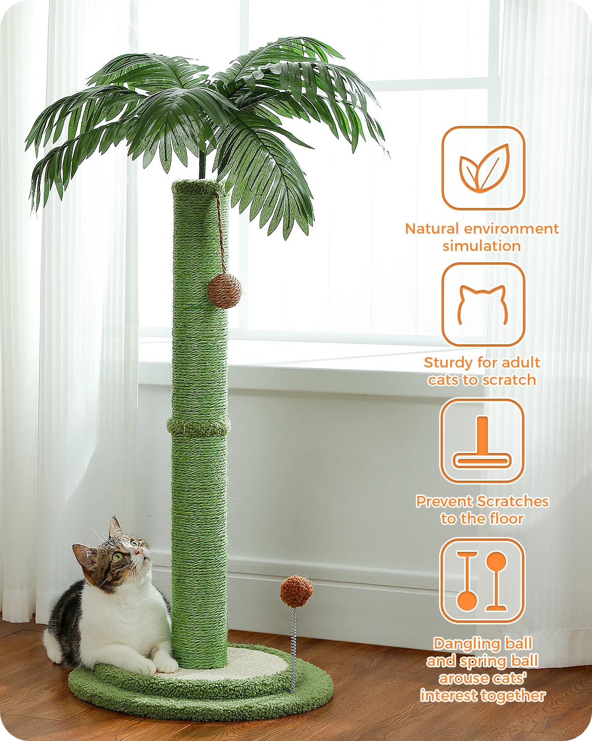 Cat Scratching Post Cat Scratcher for Large Cats with Interactive Balls Sisal Covered Kitten Scratch Posts for Indoor Cats