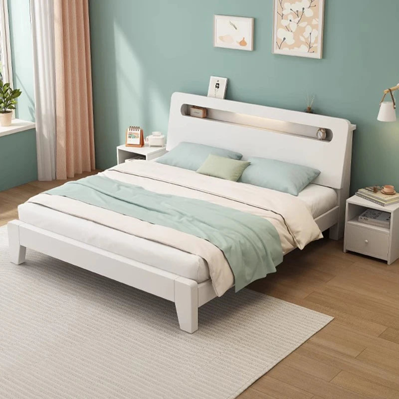 Whitr Designer Double Bed European High End Human Bedframe Double Bed Bedroom Wood Muebles Para Dormitorio Nordic Furniture