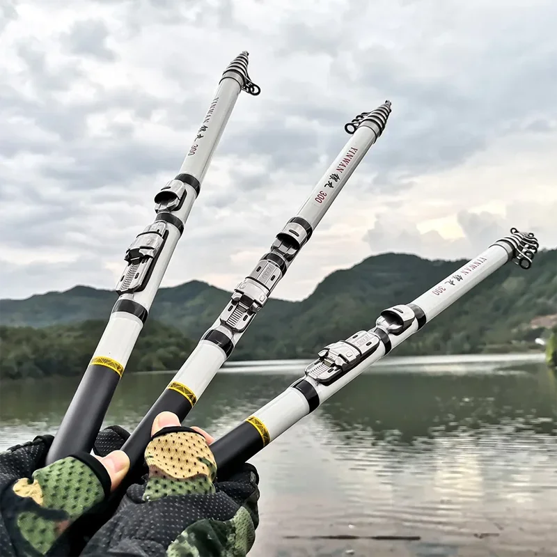 1.8m/2.1m/2.4m/2.7m/3.0m Telescopic Rock Fishing Rod Spinning Fly Carp Feeder Carbon Fiber Pesca Mini Travel Rod Reel Seat