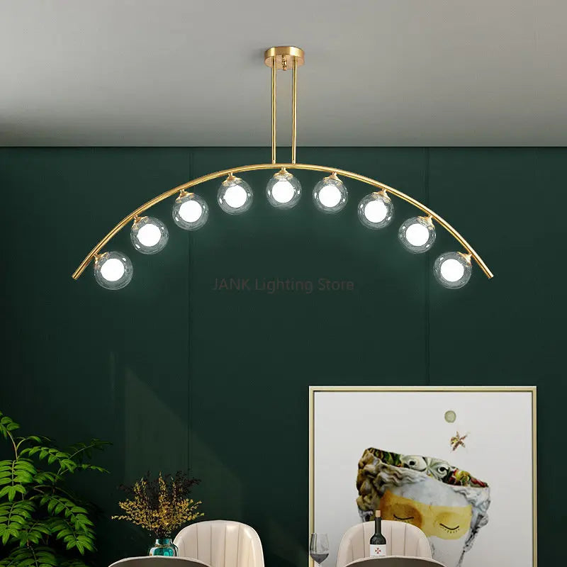 Modern Bridge Design Glass Ball Led Pendant Lamp Restaurant Living Room Kitchen Bedroom Gold Chandelier Minimal Decorative Light