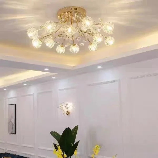 Modern LED Flower Ceiling Chandeliers Crystal Flowers Pendant Lamp Living Dining Room Home Decor Hanging Light Luster Fixtures