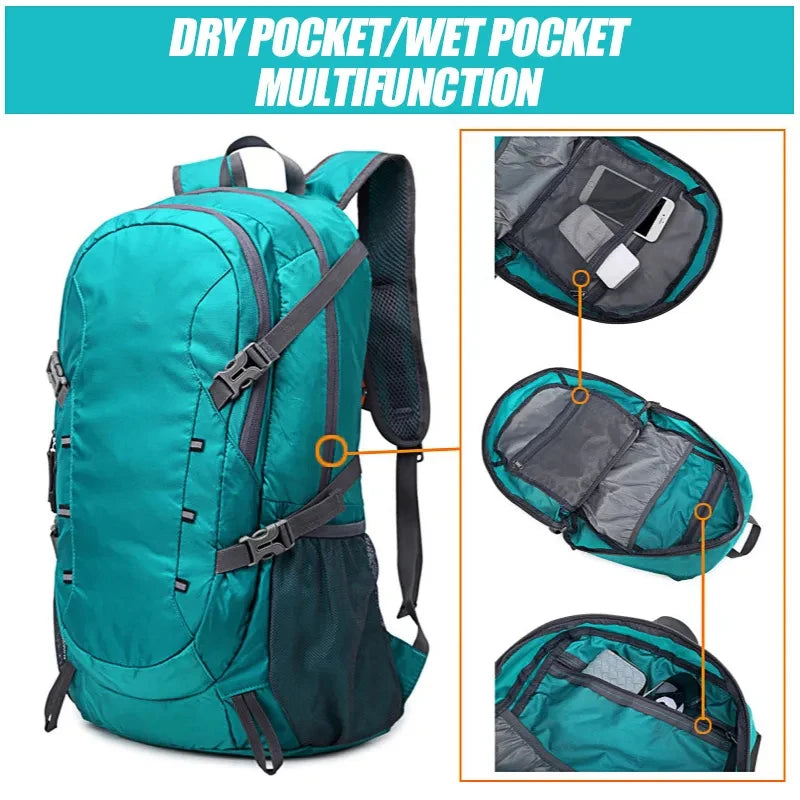 Outdoor Foldable Backpack 40L Ultralight Waterproof Soft Camping Shoulder Pack Climbing Travel Mountaineering Hiking Cycling Bag