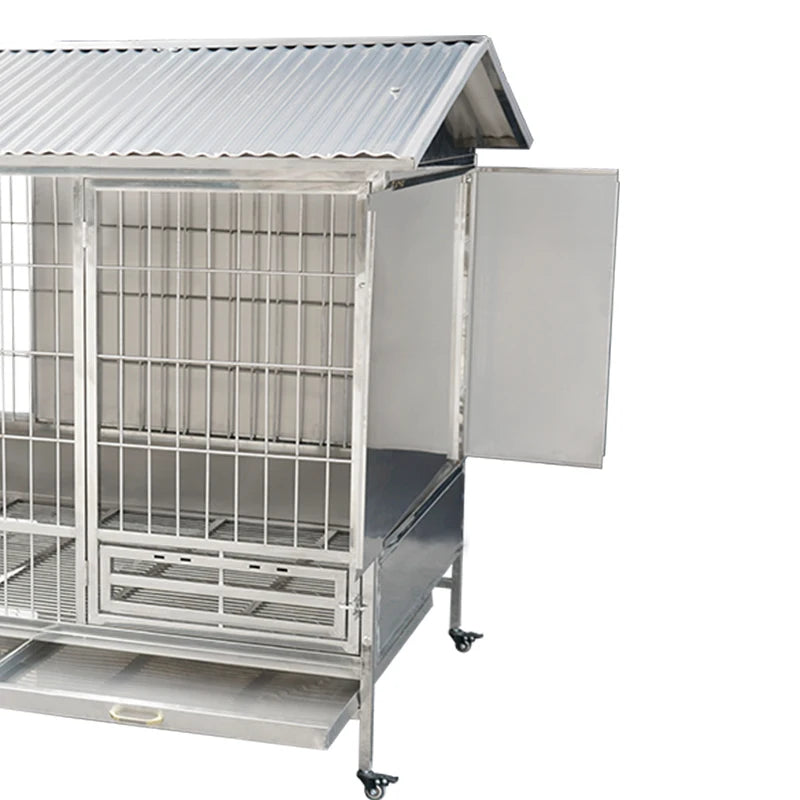 Heavy Duty Stainless Steel Dog Cages Outdoor With Waterproof Cover And Wheels Cat Cage Outdoor Dog Kennel Cat House