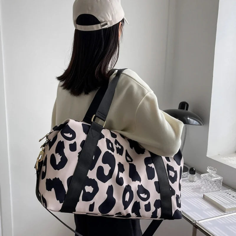 Large Capacity Short-distance Travel Bags Luggage Women's and Men's Crossbody Shoulder сумка Sports Cow Stripe Handbag for Women