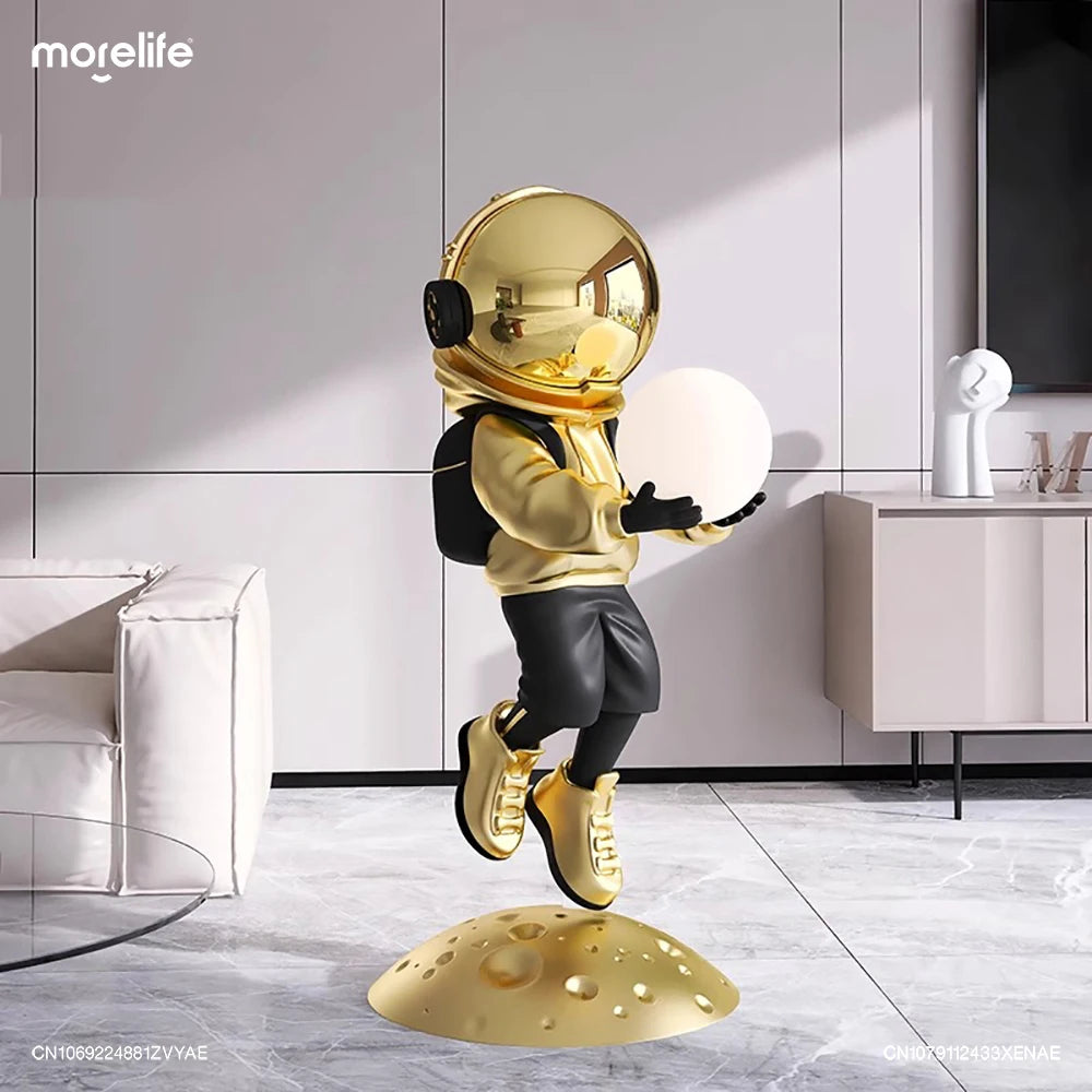 Creative Large Astronaut Sculpture Resin Floor Lamp Living Room Decoration Statue Figurines Light Aesthetic Ornaments Home Decor