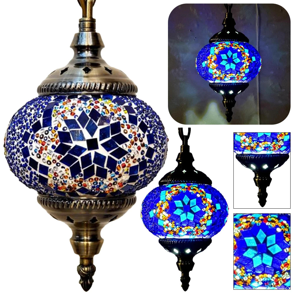 Decorative Glass Globe Fixture E27 Bar Restaurant Mediterranean Pendant Light Exotic Turkish Style Classical Homestay Chandelier