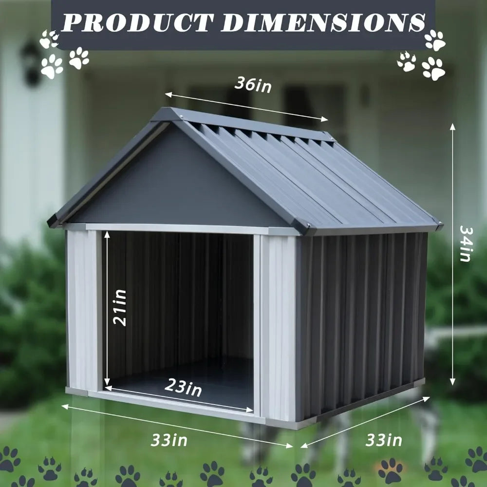 Large durable indoor outdoor dog house, weatherproof and waterproof puppy shelter, easy to assemble medium dog kennel