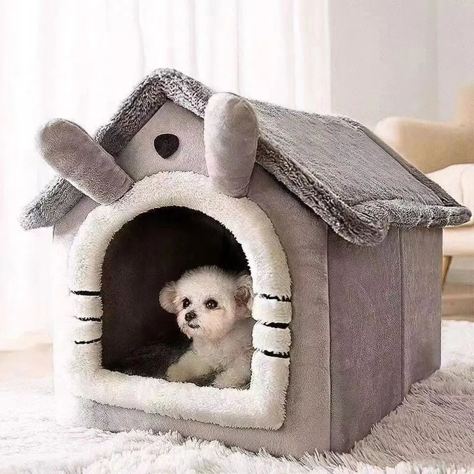 Soft Cat Bed Deep Sleep House Dog Cat Winter House Removable Cushion Enclosed Pet Tent For Kittens Puppy Cama Cat Supplies