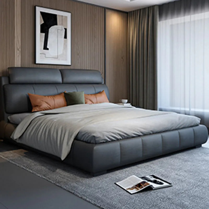 Master European Modern Double Bed Luxury Villa Leather Bedframe Human Double Bed King Sleeping Cama Matrimonial Nordic Furniture