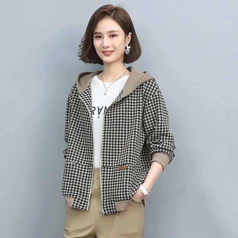 New Women's Clothing Korean Fashion Loose Office Lady Simplicity Casual Printing Zipper Long Sleeve Warm Winter Thick Jackets