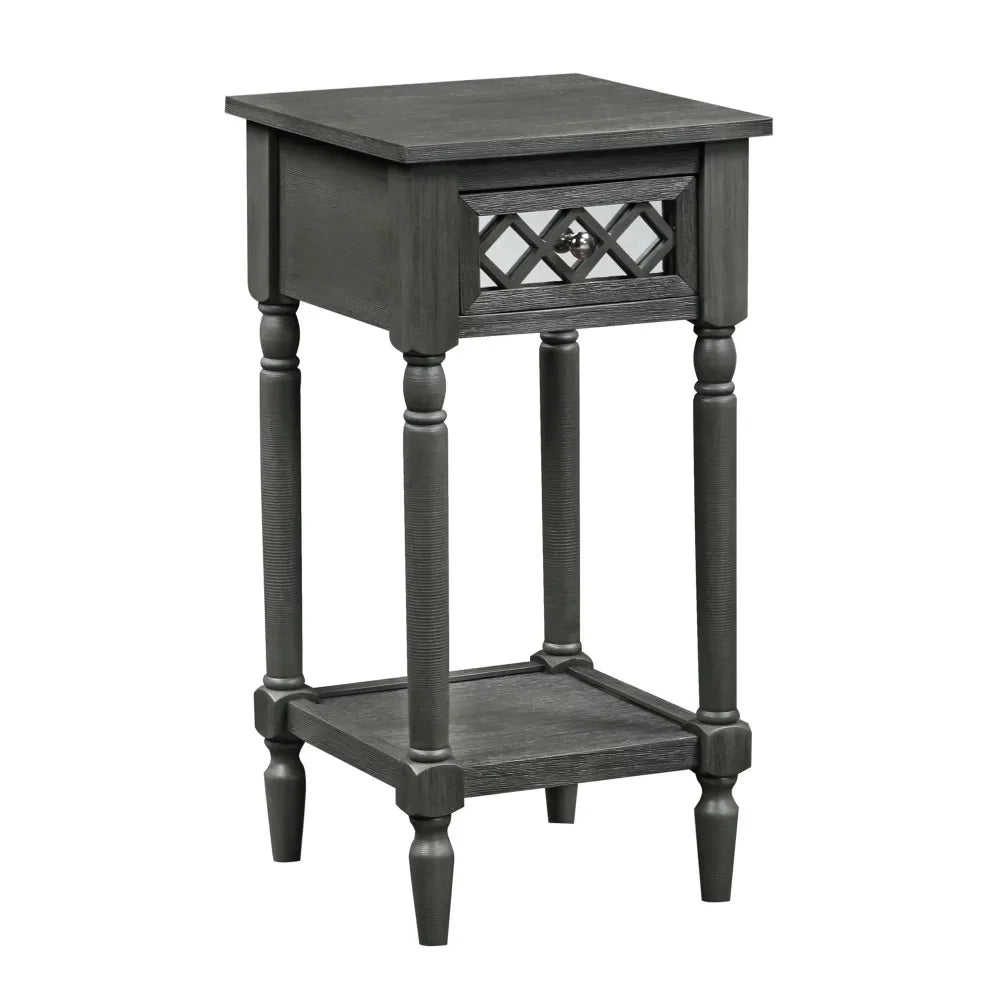 French Country Khloe Deluxe 1 Drawer Accent Table with Shelf