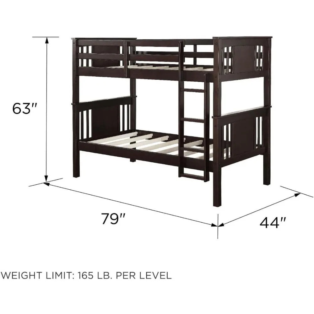 Bed Base Frame Espresso Twin Bunk Bed Headboards Bases Frames Beds Bedroom Furniture Home