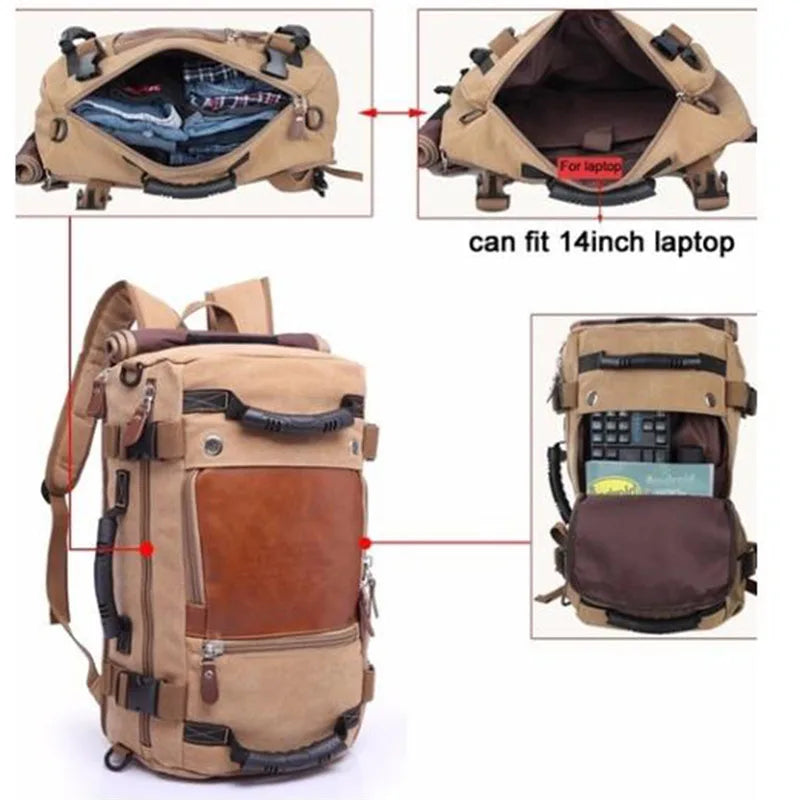 New Large Capacity Canvas Backpack For Men Travel Rucksack Fashion Shoulder Handbag Outdoor Travel Bag Male Rugzak Luggage Bag