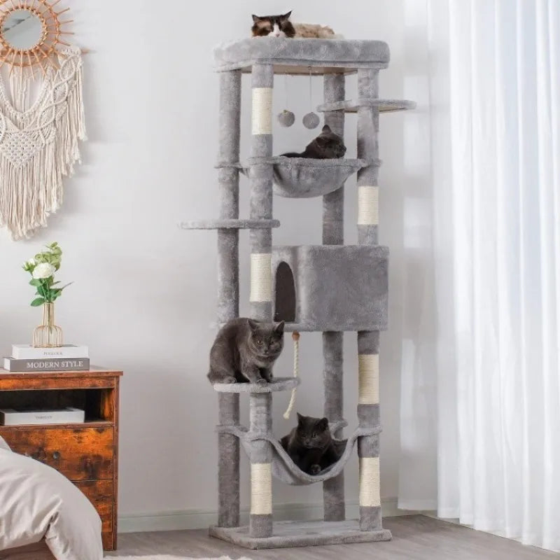 Cat Tree for Large Cats 20 lbs Heavy Duty,69 inches XXL Cat Tower for Indoor Cats,Multi-Level Cat Furniture Condo for Cats