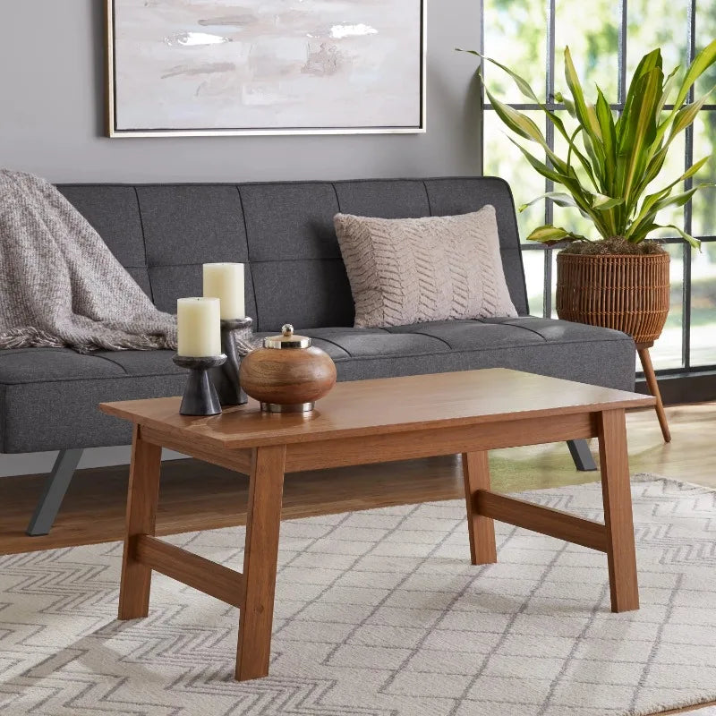 Wood Rectangle Coffee Table, Walnut Finish