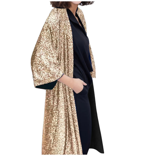 Fashion Sequin Open Front Cardigan Casual Women Clothing Elegant Long Cardigans Coat Evening Prom Party Tops кардиган женский