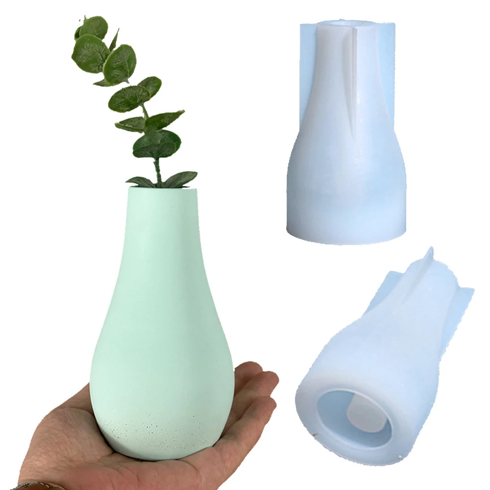 3D Long Vase Clay Silicone Mold DIY Home Decoration Ornament Crafts Making Plaster Epoxy Resin Concrete Flower Pot Casting Molds