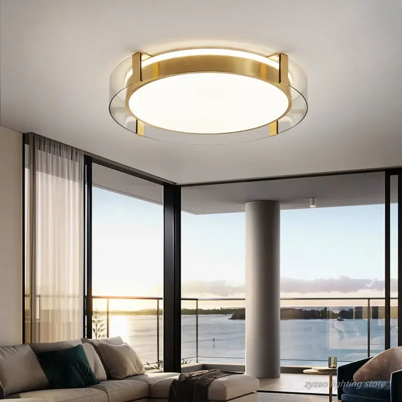 Copper Luxury Bedroom Living Room Decor Ceiling Lights Nordic Simple Round Ceiling Lamps Designer Creative Modern Light Fixtures